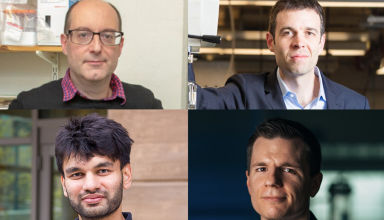 Clockwise from top left: George Barbastathis, John Hart, Rob Macfarlane, and Pulkit Agrawal are leaders of MURI-funded projects. 