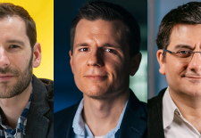 Left to right: James LeBeau, Robert Macfarlane, Cem Tasan.