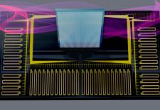 This rendering shows a novel piece of hardware, called a smart transceiver, that uses technology known as silicon photonics to dramatically accelerate one of the most memory-intensive steps of running a machine-learning model.