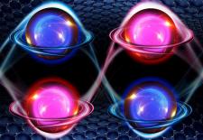 blue and pink spheres