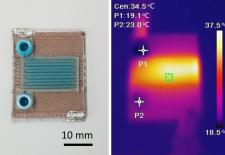 Caption:MIT researchers developed a fabrication process to produce self-heating microfluidic devices in one step using a multi-material 3D printer.