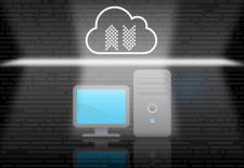 illustration of cloud and arrows above computer