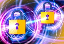 locks in front of pink and blue lines