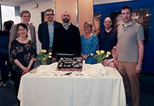 Photo: MEDRC event team and leadership, left to right: Joanna MacIver, Charlie Sodini, Thomas Heldt, Brian Anthony, Samantha Young, Chadwick Collins, Mara Karapetian (seated), and Joel Voldman.